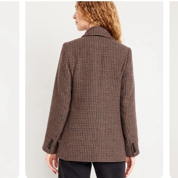 Old Navy Double Breasted Blazer in Brown Plaid sz Large - Picture 2 of 10